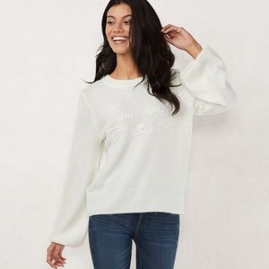 Lauren Conrad Ivory Cat Sweater Large